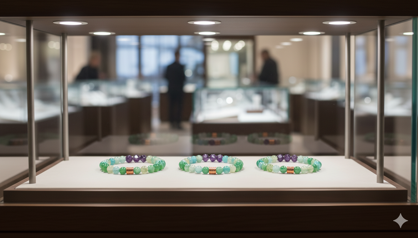 🪐 Virgo Zodiac Gemstone Crystal Bracelet – Amethyst, Amazonite, Green Aventurine & Copper