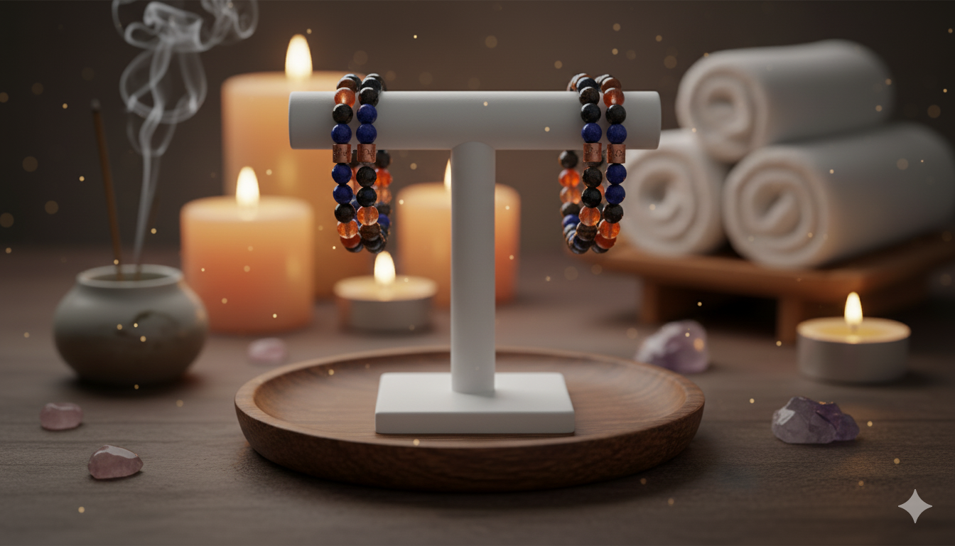 Scorpio Zodiac Gemstone Crystal Bracelet – Carnelian, Sodalite, Smoky Quartz & Copper