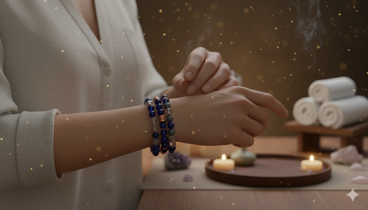 Gemini Zodiac Gemstone Crystal Bracelet – Sodalite, Hematite, Crystal Quartz & Copper