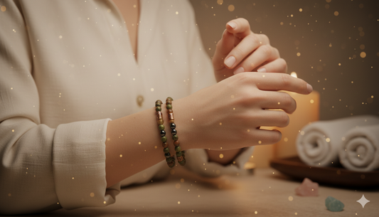 Aries Zodiac Gemstone Crystal Bracelet – Carnelian, Hematite, Unakite & Copper