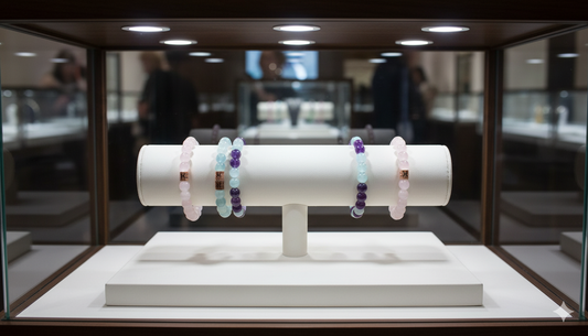 Pisces Zodiac Gemstone Crystal Bracelet – Blue Lace Agate, Amethyst, Aquamarine & Copper