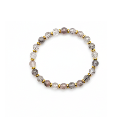 Round Gemstone Bead Bracelet with Gold Spacer – 7mm, Handmade, Personalized Stone Choice
