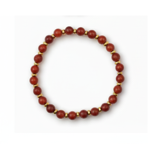 Round Gemstone Bead Bracelet with Gold Spacer – 7mm, Handmade, Personalized Stone Choice