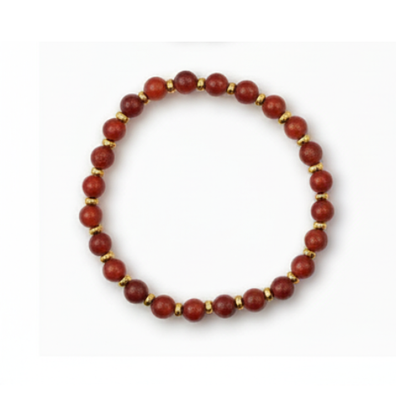 Round Gemstone Bead Bracelet with Gold Spacer – 7mm, Handmade, Personalized Stone Choice