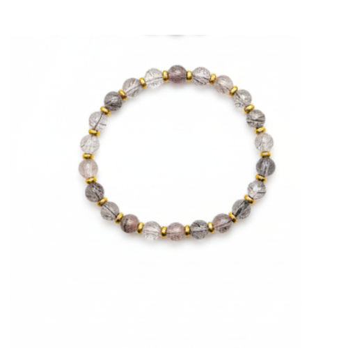 Round Gemstone Bead Bracelet with Gold Spacer – 7mm, Handmade, Personalized Stone Choice