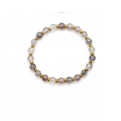 Round Gemstone Bead Bracelet with Gold Spacer – 7mm, Handmade, Personalized Stone Choice