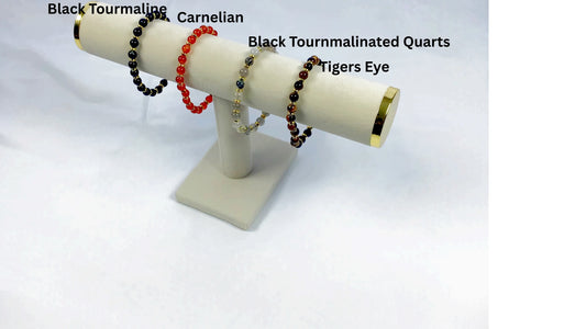 Round Gemstone Bead Bracelet with Gold Spacer – 7mm, Handmade, Personalized Stone Choice