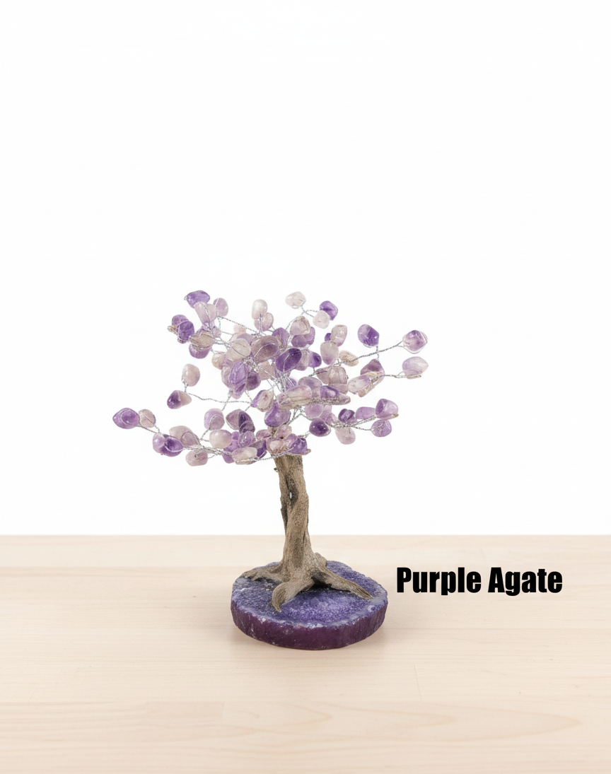 Chevron Amethyst Gemstone Tree on Agate Slice Base