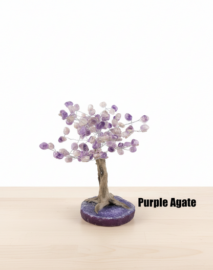 Chevron Amethyst Gemstone Tree on Agate Slice Base