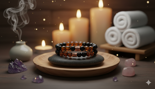 Capricorn Zodiac Gemstone Crystal Bracelet – Tiger’s Eye, Black Tourmaline, Garnet & Copper