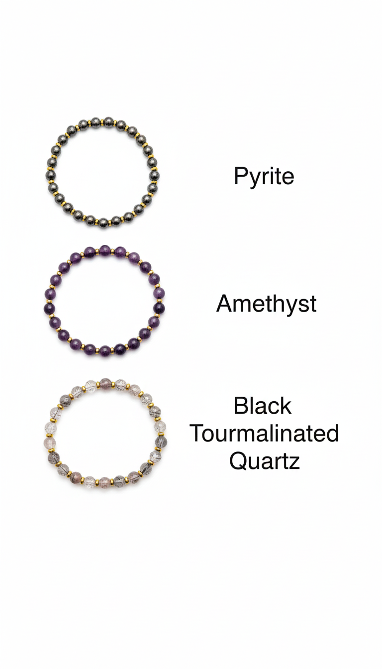 Round Gemstone Bead Bracelet with Gold Spacer – 7mm, Handmade, Personalized Stone Choice