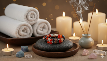 ♋ Cancer Zodiac Gemstone Crystal Bracelet – Amazonite, Carnelian, Hematite & Copper