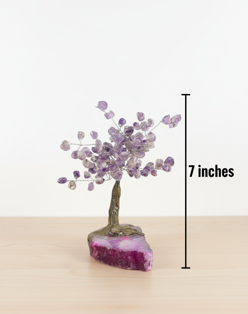 Chevron Amethyst Gemstone Tree on Agate Slice Base
