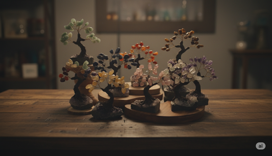 Tumbled Gemstone Tree on Raw Amethyst Base – Handcrafted Crystal Tree of Life, Adjustable Branches