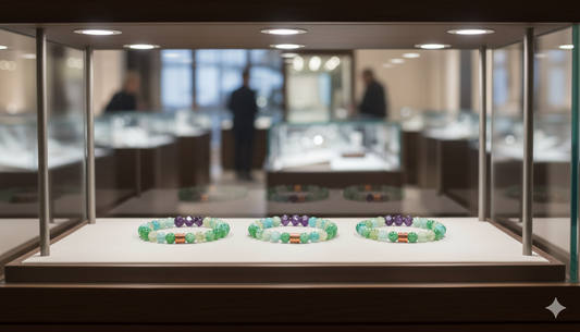 🪐 Virgo Zodiac Gemstone Crystal Bracelet – Amethyst, Amazonite, Green Aventurine & Copper