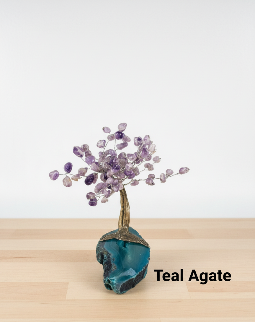 Chevron Amethyst Gemstone Tree on Agate Slice Base