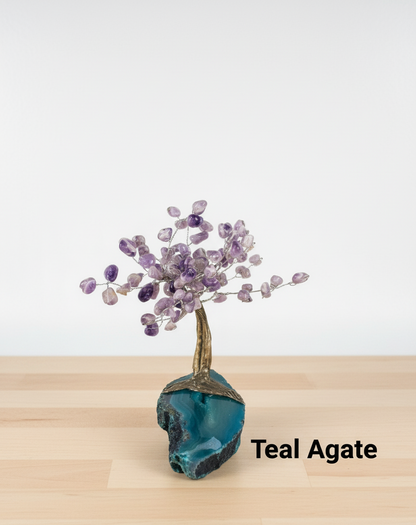 Chevron Amethyst Gemstone Tree on Agate Slice Base