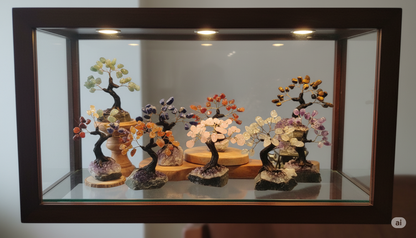 Tumbled Gemstone Tree on Raw Amethyst Base – Handcrafted Crystal Tree of Life, Adjustable Branches