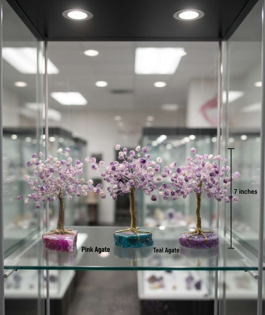 Chevron Amethyst Gemstone Tree on Agate Slice Base