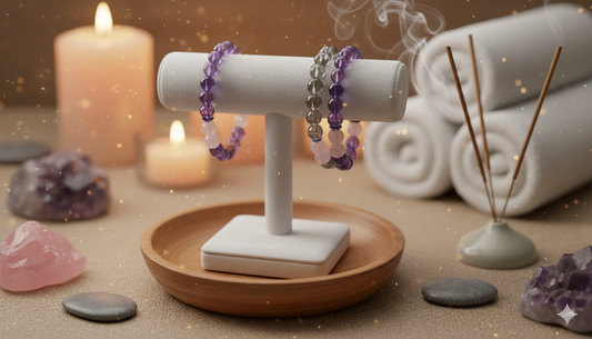 Libra Zodiac Gemstone Crystal Bracelet – Labradorite, Rose Quartz, Amethyst & Copper