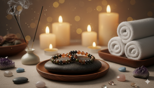 Aries Zodiac Gemstone Crystal Bracelet – Carnelian, Hematite, Unakite & Copper