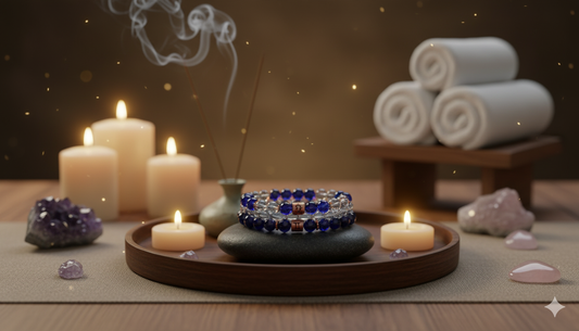 Gemini Zodiac Gemstone Crystal Bracelet – Sodalite, Hematite, Crystal Quartz & Copper