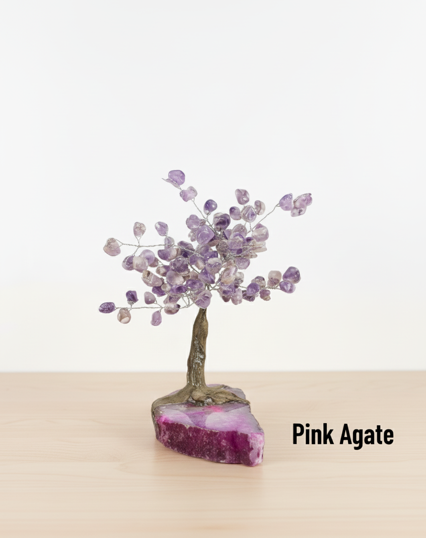 Chevron Amethyst Gemstone Tree on Agate Slice Base