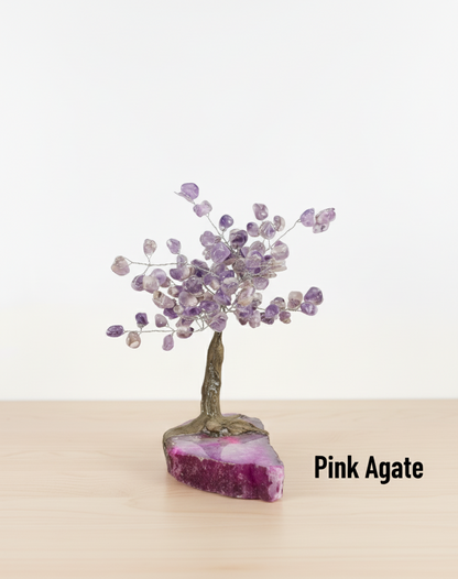 Chevron Amethyst Gemstone Tree on Agate Slice Base