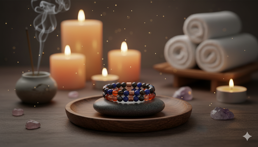 Scorpio Zodiac Gemstone Crystal Bracelet – Carnelian, Sodalite, Smoky Quartz & Copper