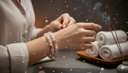 Taurus Zodiac Gemstone Crystal Bracelet – Rose Quartz, Crystal Quartz, Rhodonite & Copper