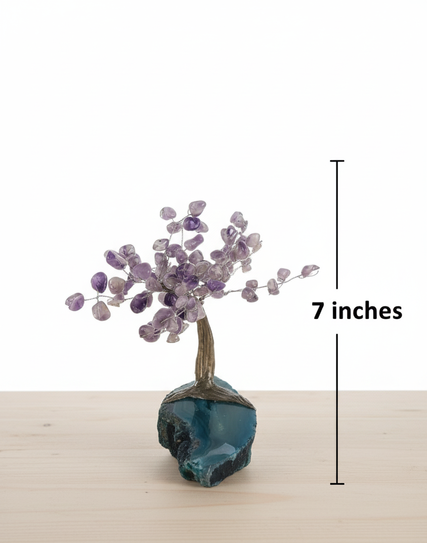 Chevron Amethyst Gemstone Tree on Agate Slice Base