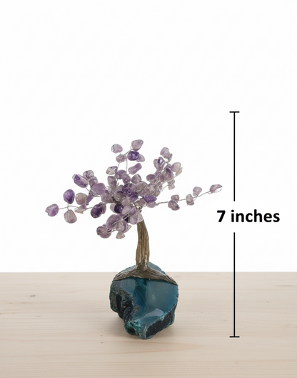 Chevron Amethyst Gemstone Tree on Agate Slice Base