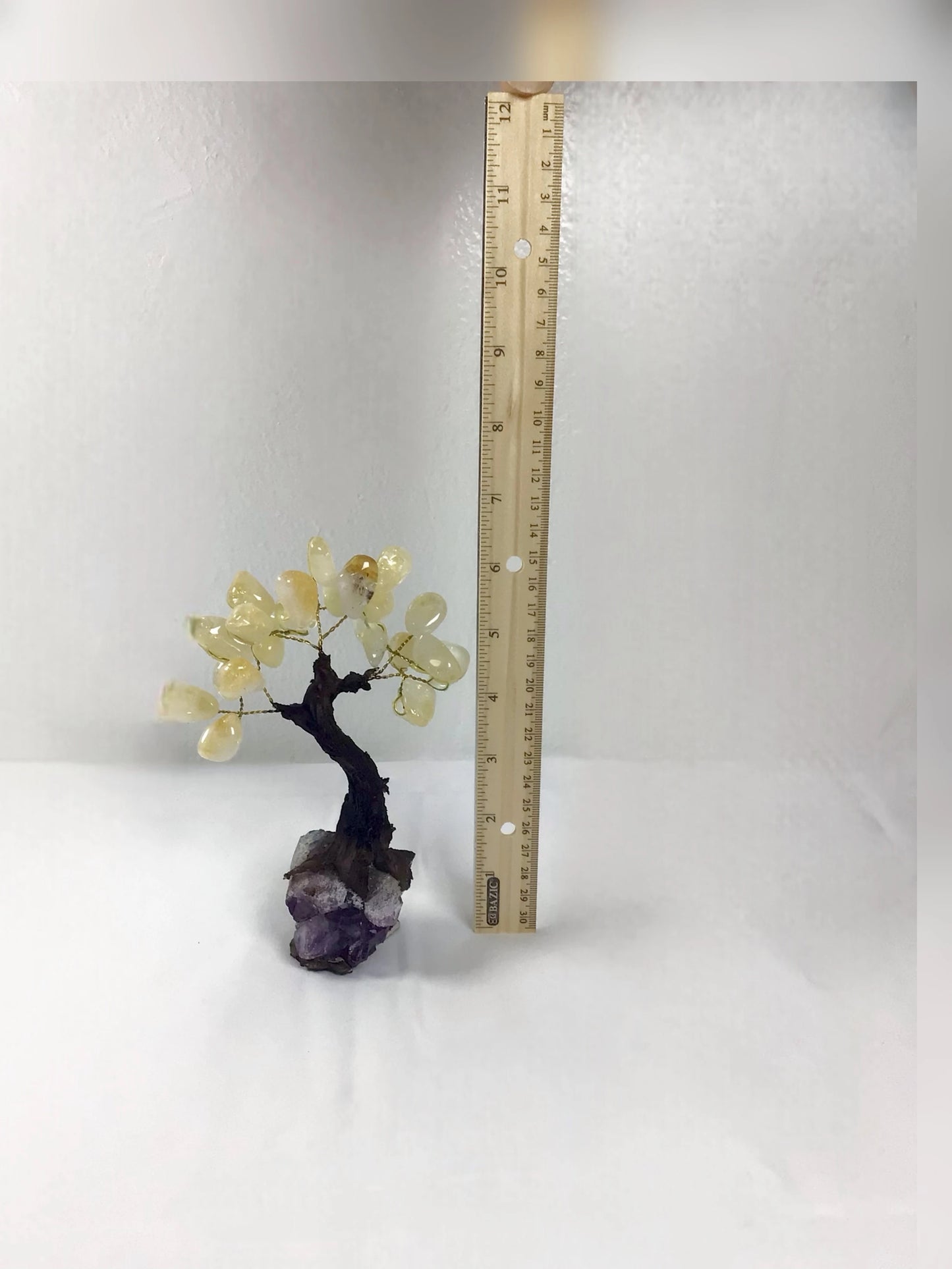 Tumbled Gemstone Tree on Raw Amethyst Base – Handcrafted Crystal Tree of Life, Adjustable Branches